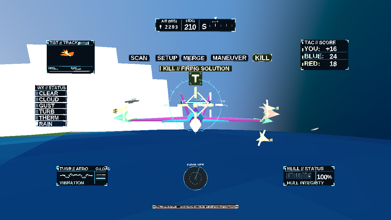 In-Game Supersonic Dogfight HUD with Missile Tracks